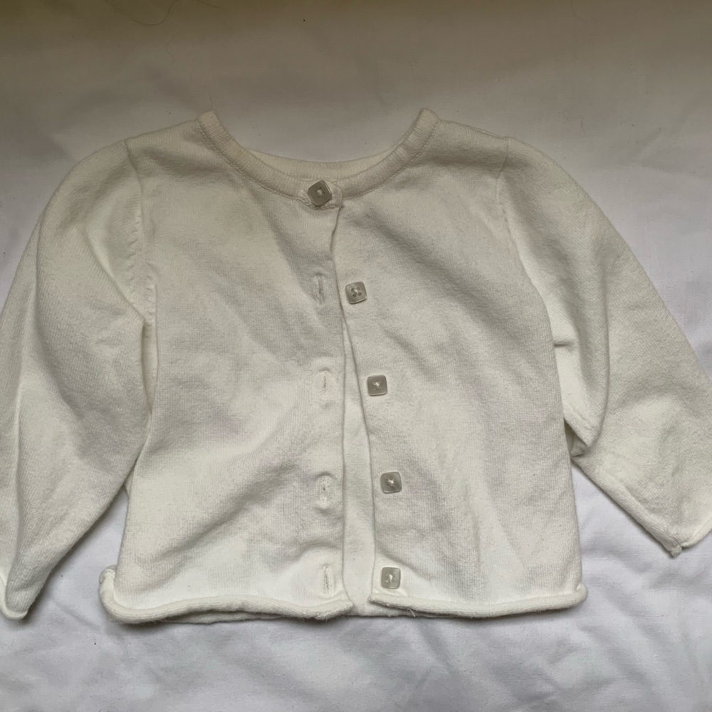 Cream/off-white first impressions cardigan 6-9 months - square buttons